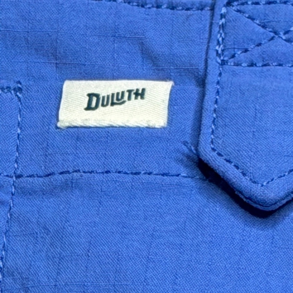 Duluth Heirloom Gardening Shorts Overalls Womens Medium Royal Blue Bib Shortalls - Picture 2 of 8